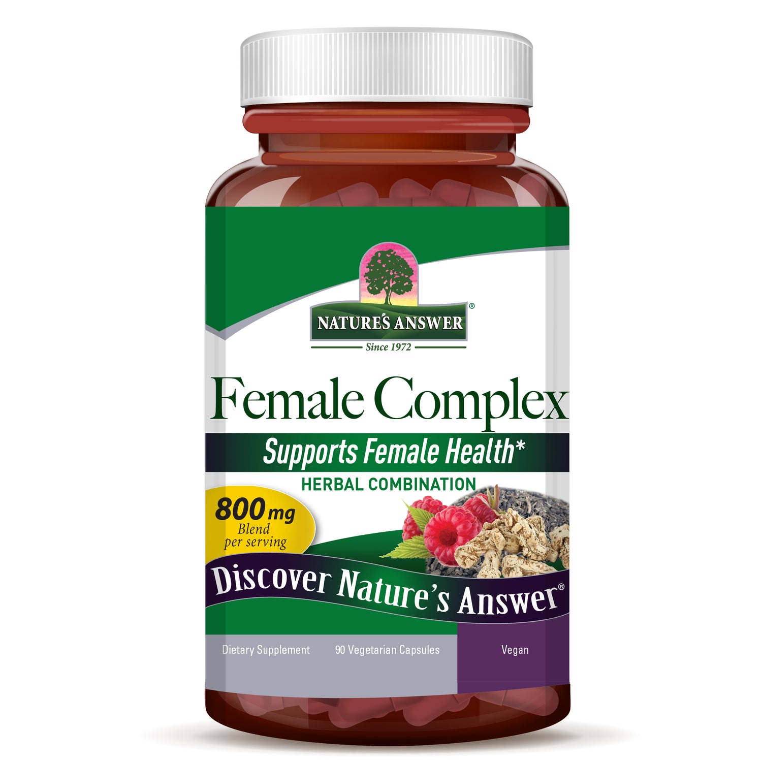 Nature’s Answer Female Complex vegetarian capsules 90 count bottle front view on a white background
