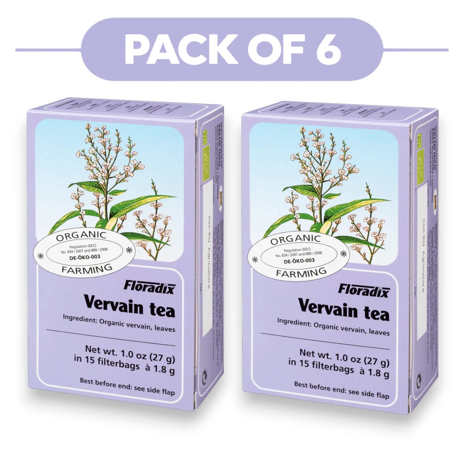 Floradix Organic Vervain Tea 27g 15 Filterbags Pack of 6