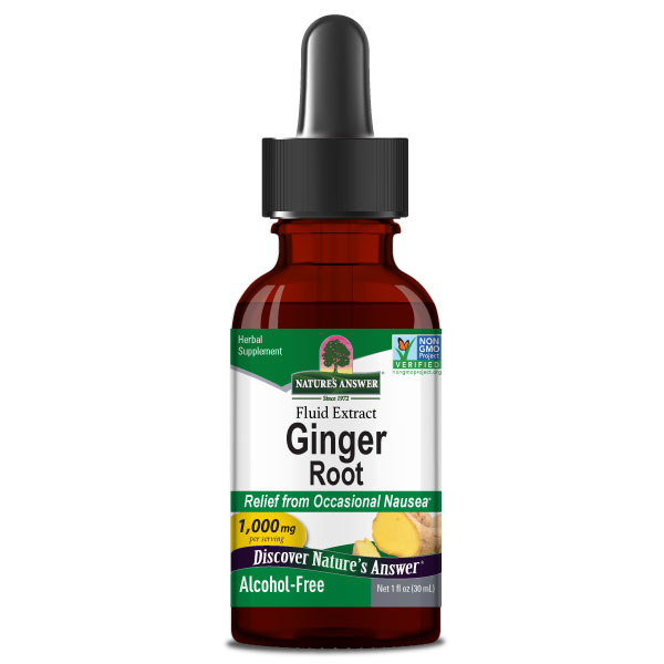 Nature's Answer Alcohol-Free Ginger Root Extract 30ml liquid herbal supplement front label