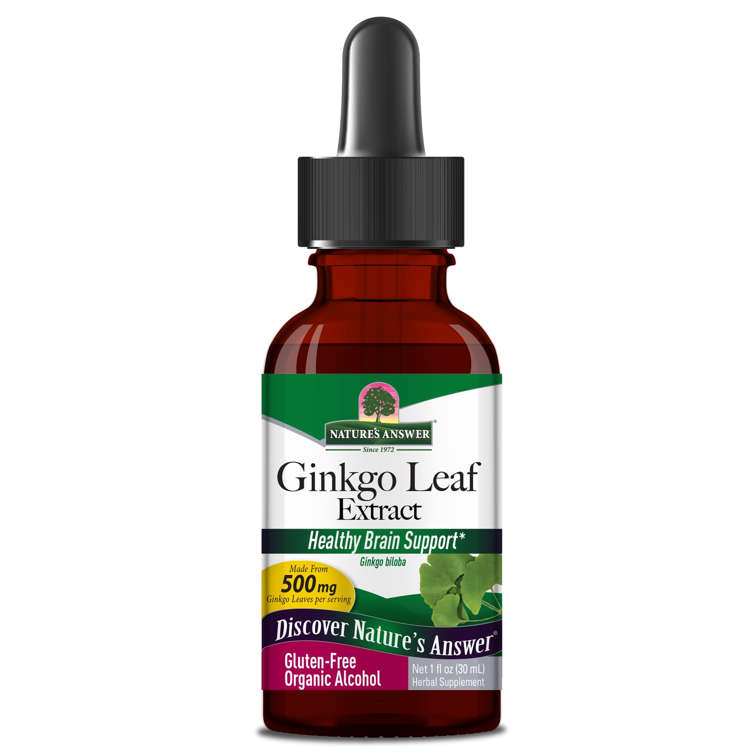 Nature’s Answer Ginkgo Biloba leaf liquid extract 30ml bottle front label