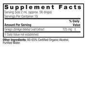 Nature’s Answer Ginkgo Biloba liquid extract supplement facts 30ml bottle