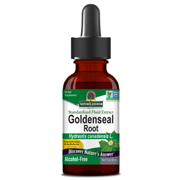 Nature's Answer Alcohol-Free Goldenseal Root Extract 30ml liquid herbal supplement front label