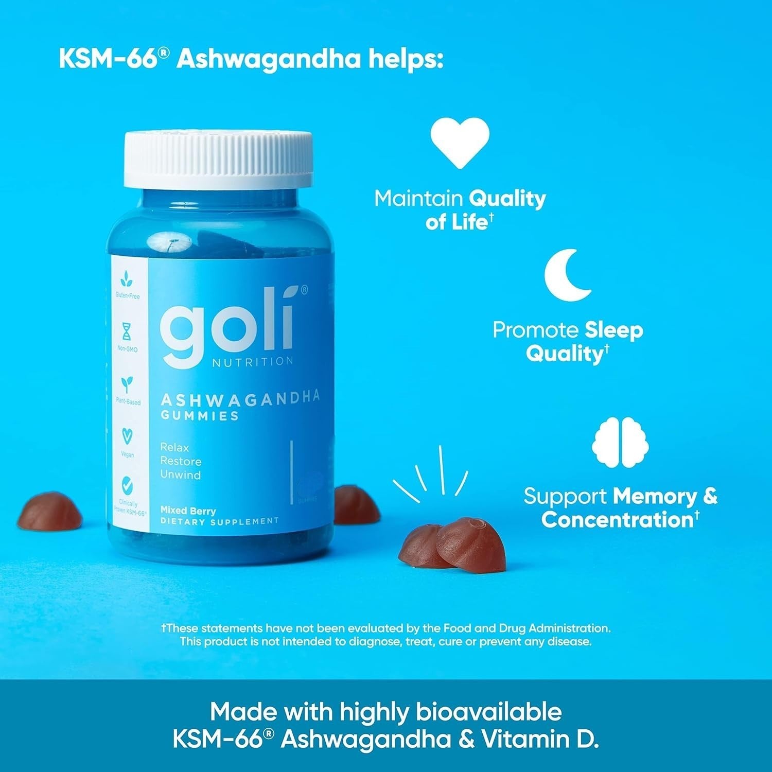 Goli Nutrition Ashwagandha Gummies 120 Count