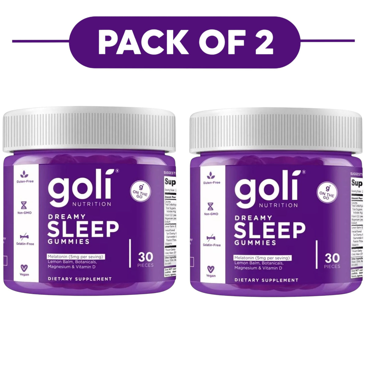 Goli Nutrition Dreamy Sleep Gummies 5mg Melatonin 30 Count Pack of 2