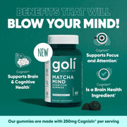 Goli Matcha Mind Cognitive Gummies vegan supplement lifestyle image