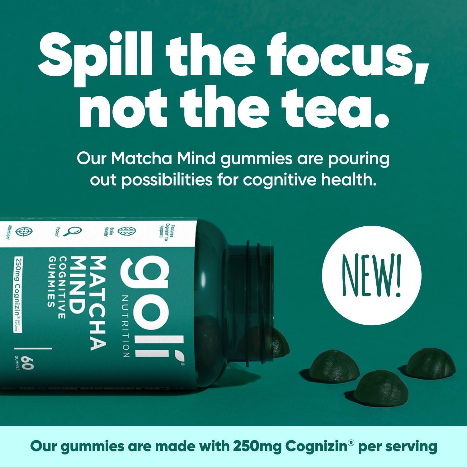 Goli Nutrition Matcha Mind Cognitive Gummies 60 Count