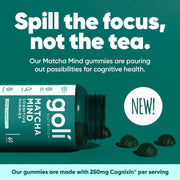 Goli Nutrition Matcha Mind Cognitive Gummies 60 Count