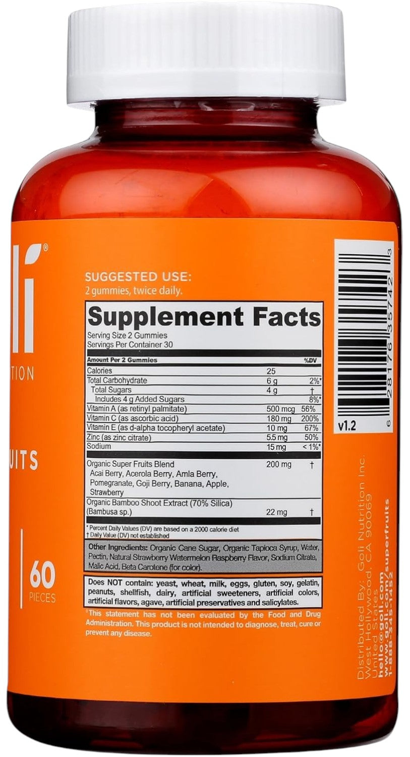 Barcode Image: Goli Nutrition Superfruits Gummies barcode packaging 60 count
