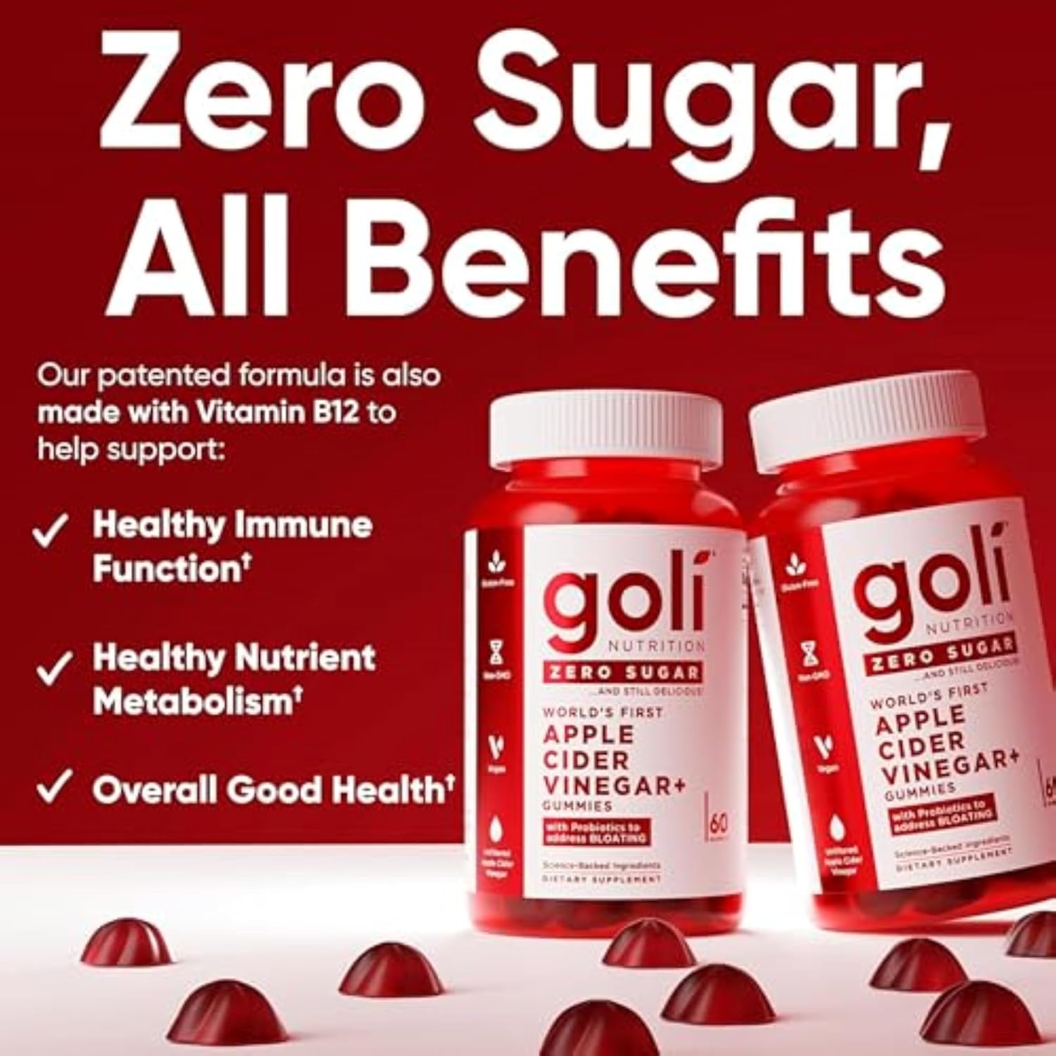 Goli Zero Sugar Apple Cider Vinegar Gummies vegan supplement lifestyle image