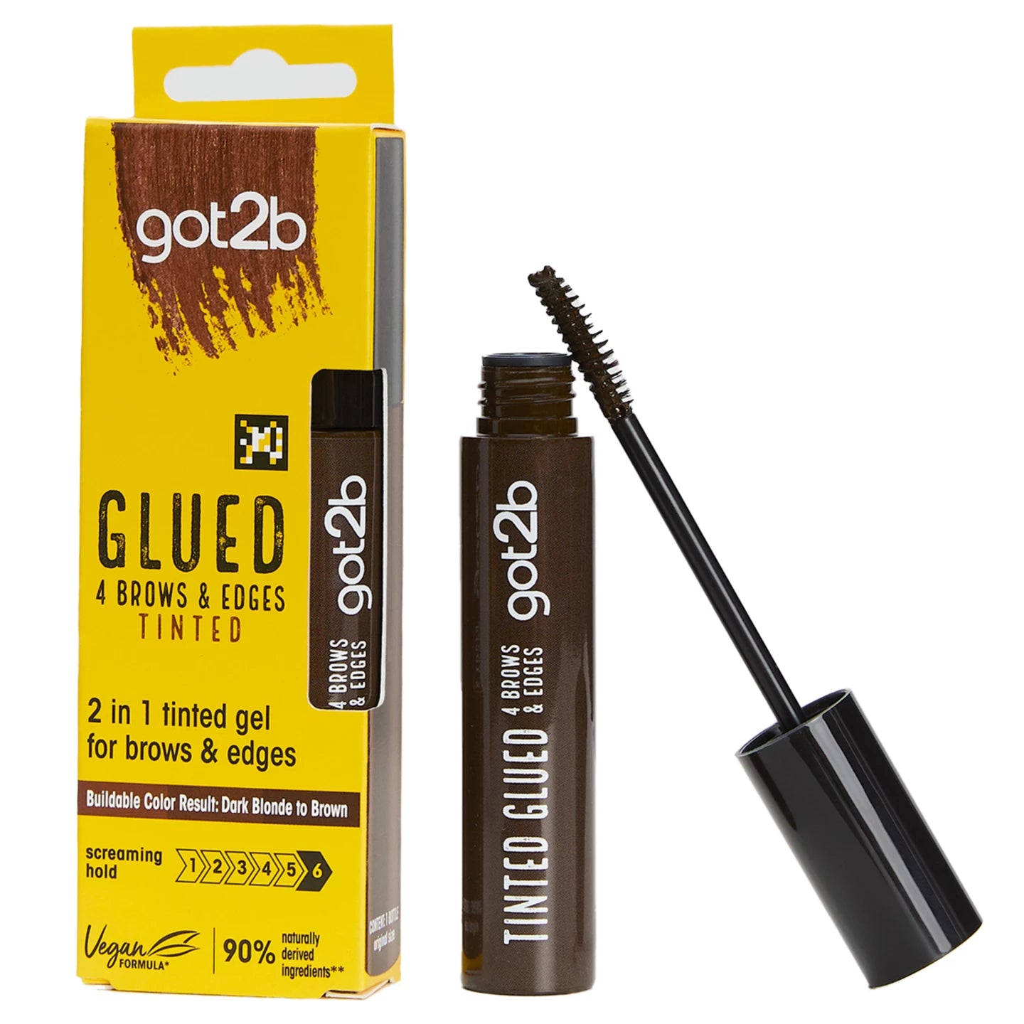 got2b Glued 4 Brows and Edges Tinted Gel Dark Blonde to Brown 16ml front product packaging