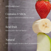 Supplement facts & ingredients image: KIKI Health Body Biotics gummies for children ingredient panel bottle 30 count