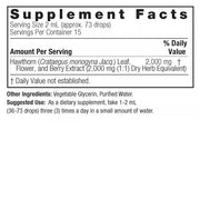 Nature’s Answer Hawthorn Berry Alcohol-Free Liquid Extract 30ml supplement facts label on a white background