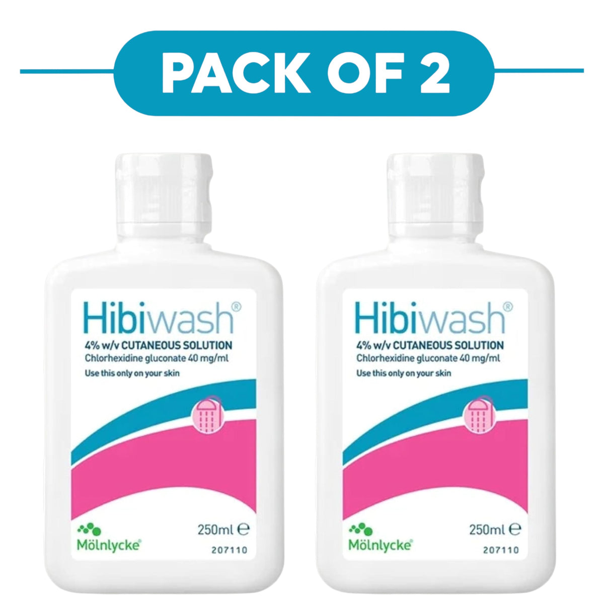 Hibiwash 4% w/v Chlorhexidine Gluconate Cutaneous Solution 250ml Pack of 2