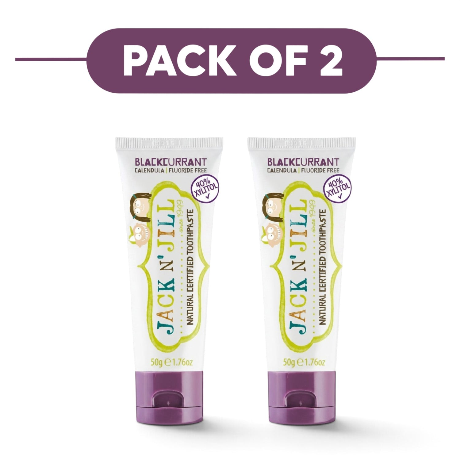 Jack N' Jill Natural Certified Toothpaste Blackcurrant 50g Pack of 2