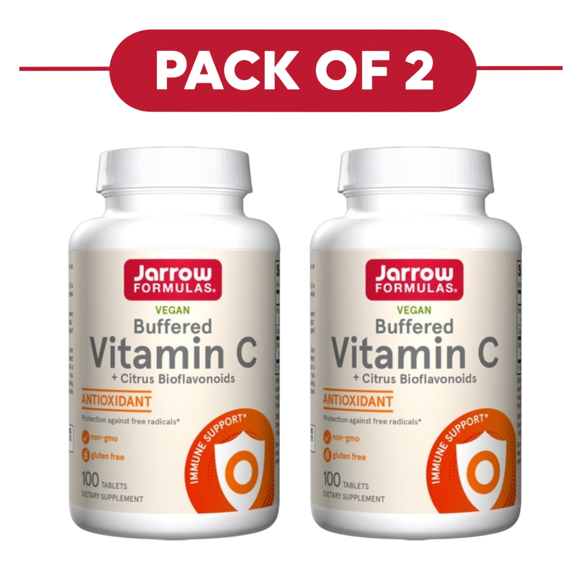 Jarrow Formulas Buffered Vitamin C 100 Tablets Pack of 2