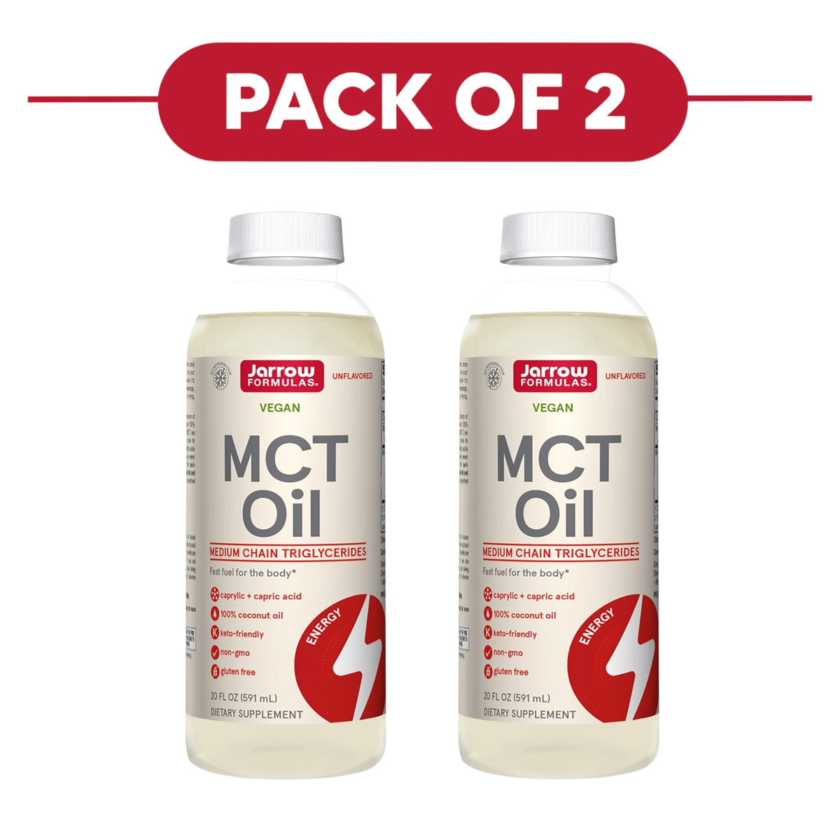 Jarrow Formulas MCT Oil Unflavoured 591ml Pack of 2