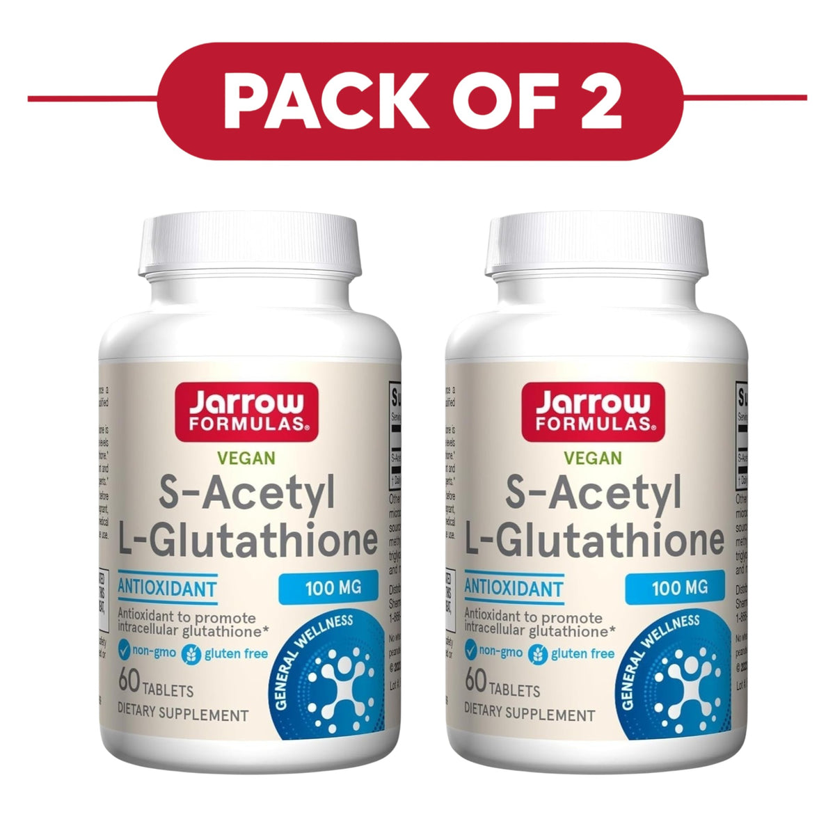 Jarrow Formulas S-Acetyl L-Glutathione 100mg 60 Tablets Pack of 2