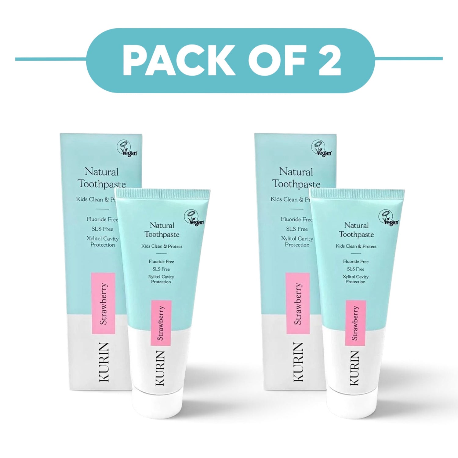 Kurin Fluoride Free Natural Kids Strawberry Toothpaste 75ml Pack of 2