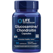 Life Extension Glucosamine Chondroitin capsules blue bottle packaging, no flavour, 90 capsules