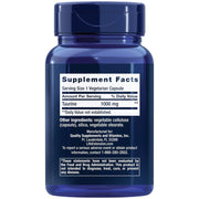 Life Extension Taurine 1000mg vegetarian capsules bottle packaging showing supplement facts and ingredients, no flavour, 90 capsules