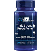 Life Extension Triple Strength ProstaPollen 30 softgels blue bottle packaging, no flavour, 30 softgels