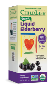 ChildLife Essentials Organic Elderberry Liquid kids supplement box 118ml no added sugar