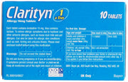Clarityn Allergy Loratadine 10mg Tablets active ingredient and ingredients panel