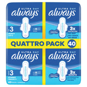 Front image: Always Ultra Day Size 3 sanitary pads with wings 40 pack