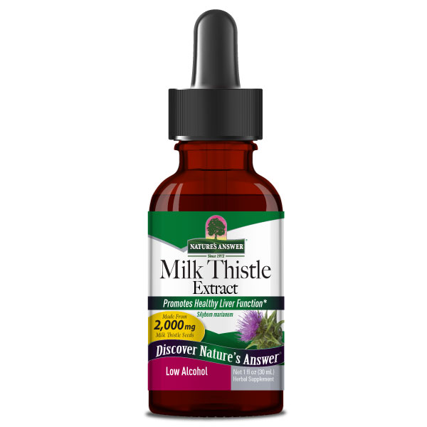 Nature’s Answer Milk Thistle liquid extract low alcohol 30ml bottle front label