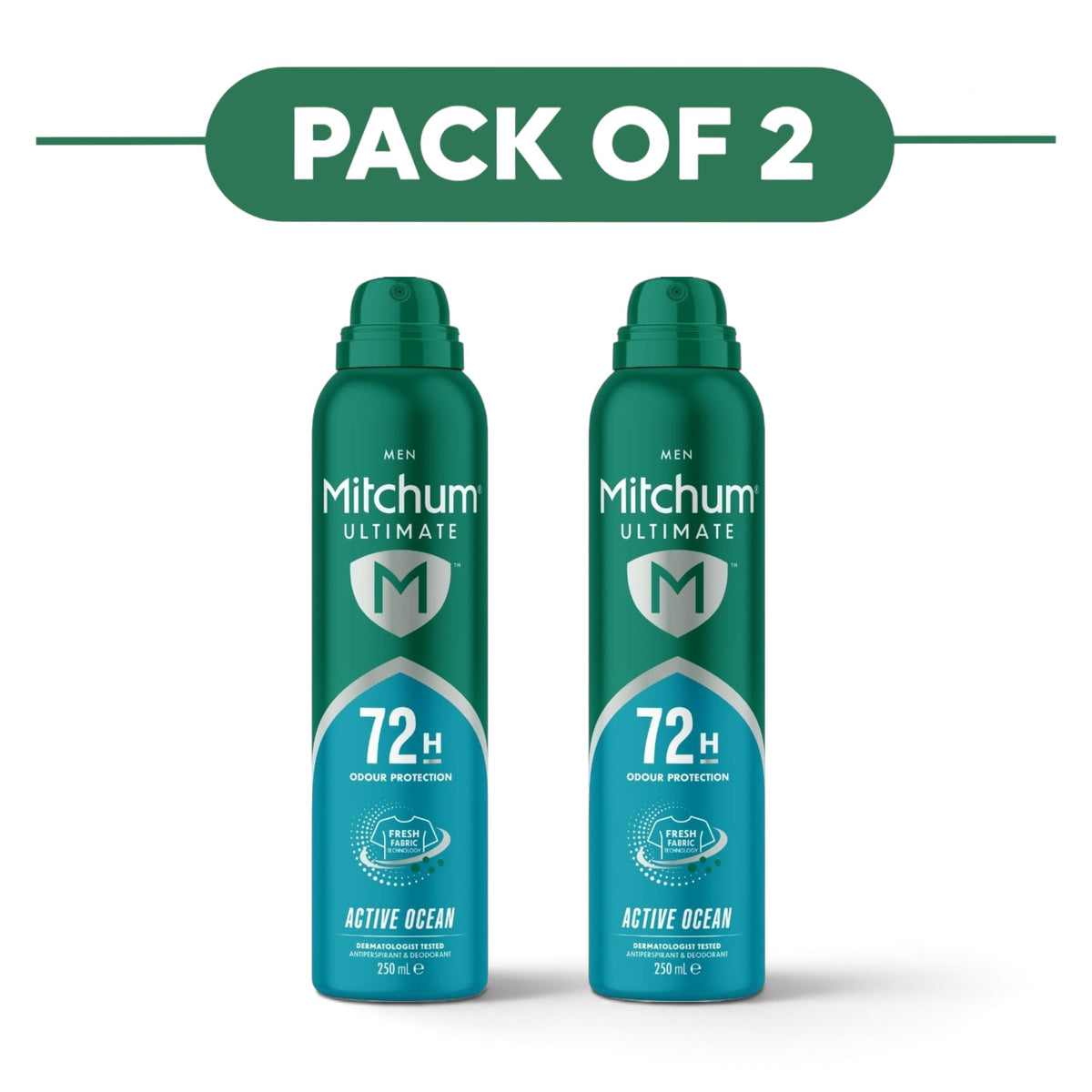 Mitchum Men's Ultimate 72H Active Ocean Aerosol 250ml Pack of 2
