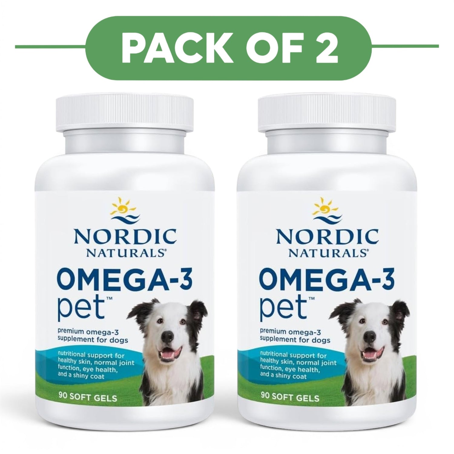Nordic Naturals Omega-3 Pet 1000mg Fish Oil for Dogs 90 Soft Gels Pack of 2