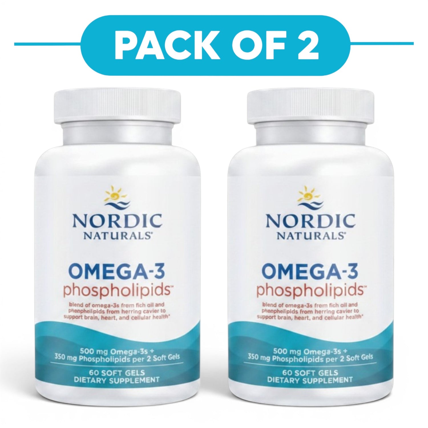 Nordic Naturals Omega-3 Phospholipids 60 Soft Gels Pack of 2