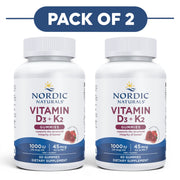 Nordic Naturals Vitamin D3 1000 IU + K2 45mcg 60 Gummies Pack of 2