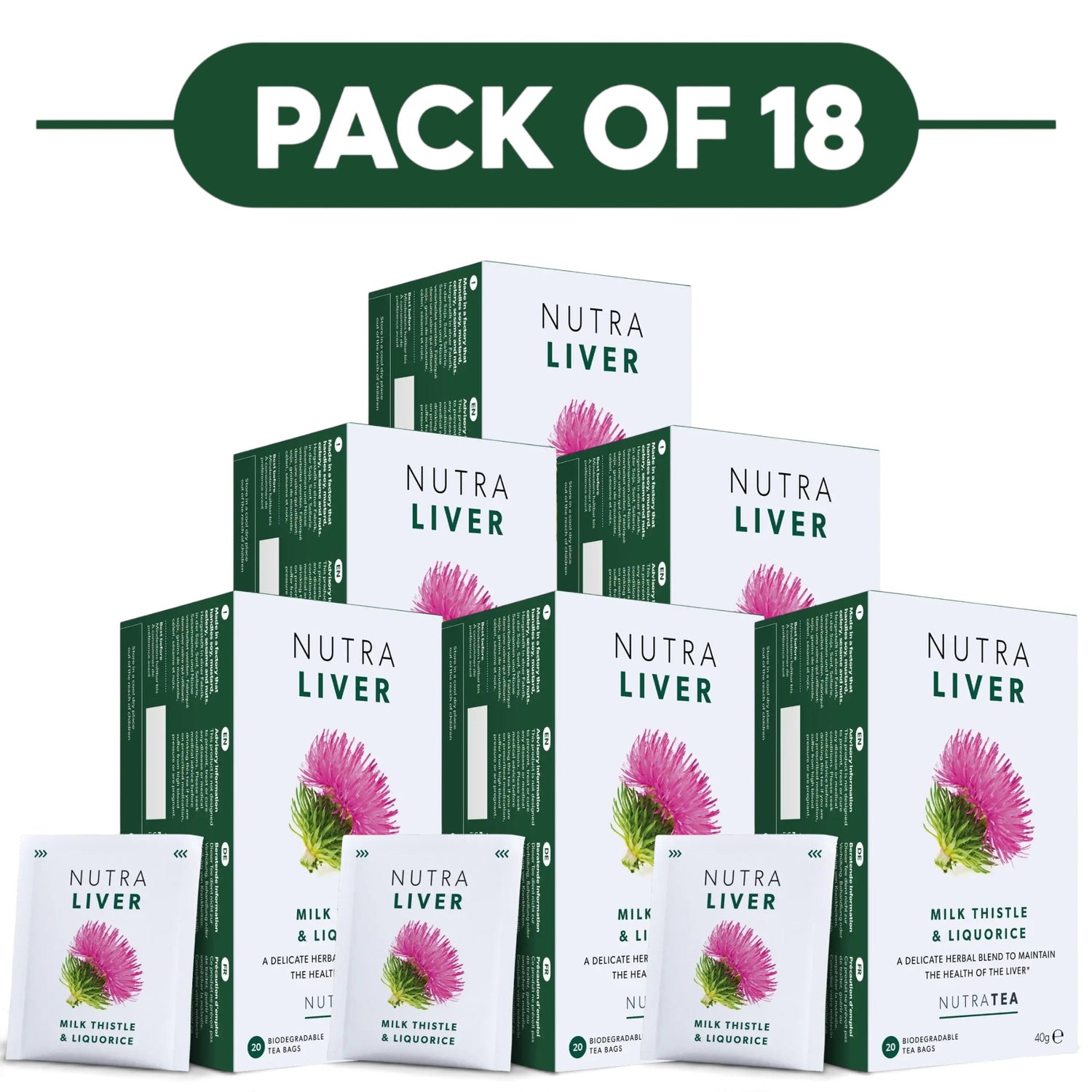 NutraTea NutraLiver Milk Thistle & Liquorice Tea 20 Tea Bags Pack of 18