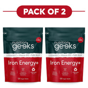 Nutrition Geeks Iron Energy+ 120 Vegan Tablets Pack of 2
