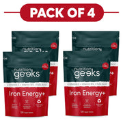 Nutrition Geeks Iron Energy+ 120 Vegan Tablets Pack of 4