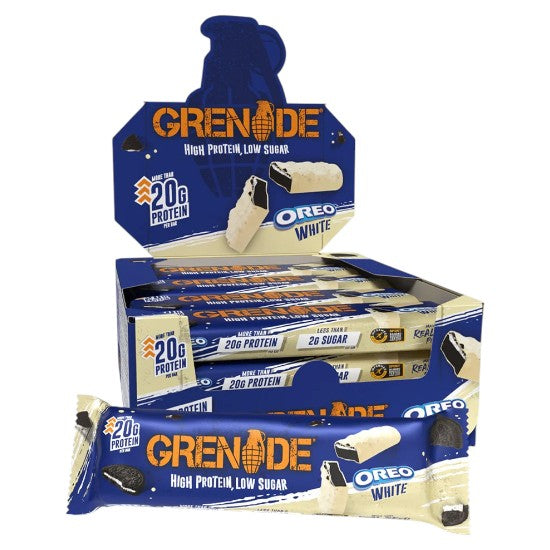 Grenade OREO White High Protein Low Sugar Bars box 12 x 60g with real OREO pieces
