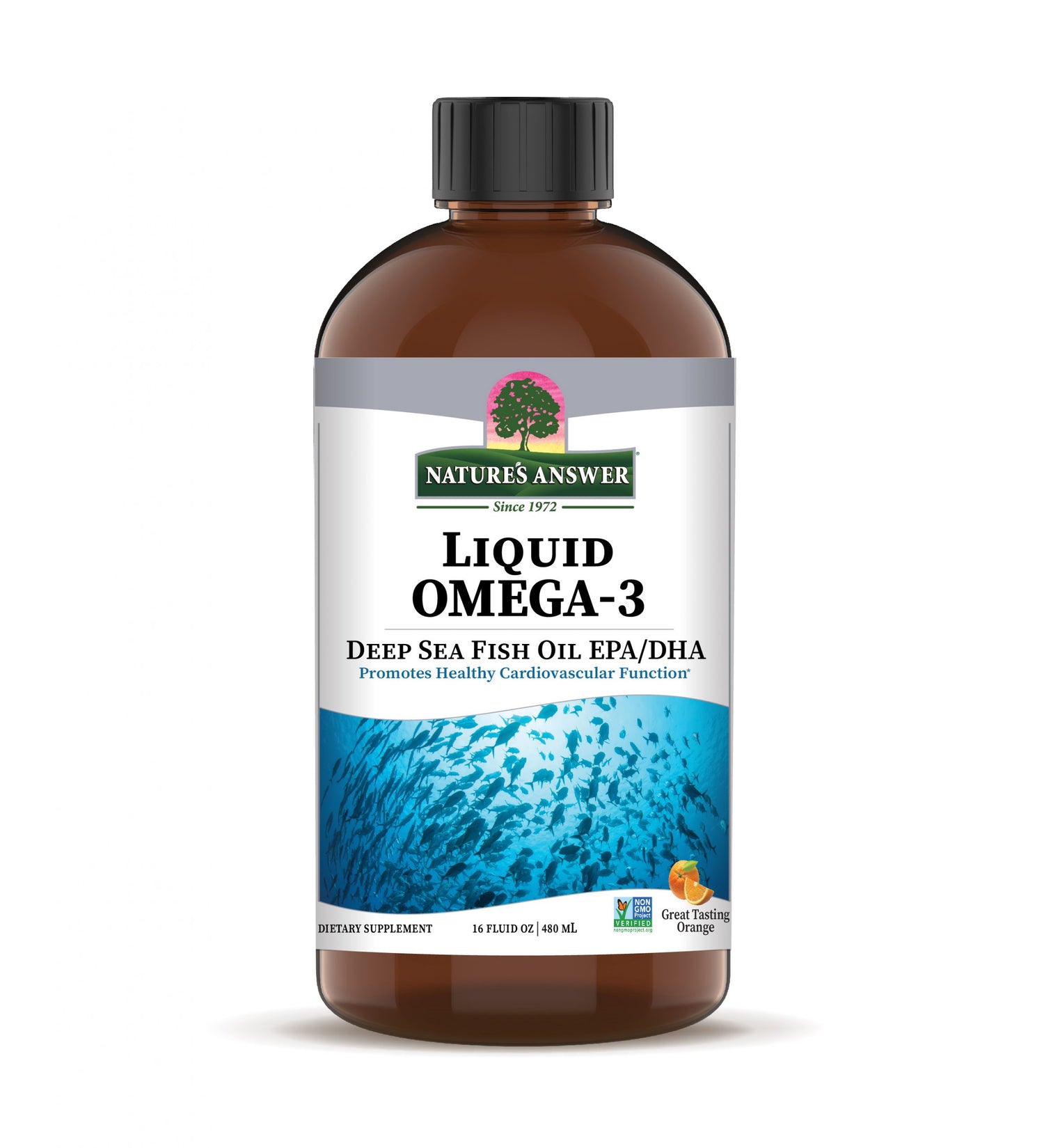 Nature's Answer Liquid Omega-3 Fish Oil EPA DHA 480ml supplement front label