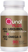 Qunol Plus Ubiquinol 200mg Omega-3 Softgels 90 Count