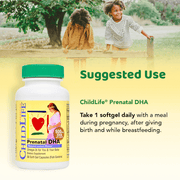 ChildLife Essentials Prenatal DHA usage instructions softgels lemon 30 count