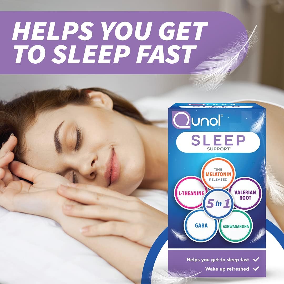 Lifestyle/use image: Qunol Sleep Support Complex capsules nighttime routine supplement 30 count