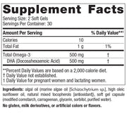 Nordic Naturals Vegan Prenatal DHA 500mg - 60 soft gel supplement facts.