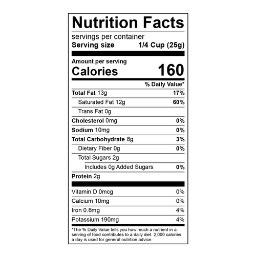 Laird Superfood reduced sugar instant latte 227g nutrition facts on white background