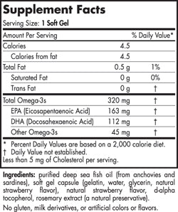 Supplement Facts panel for Nordic Naturals children's omega-3 fish oil supplement.
