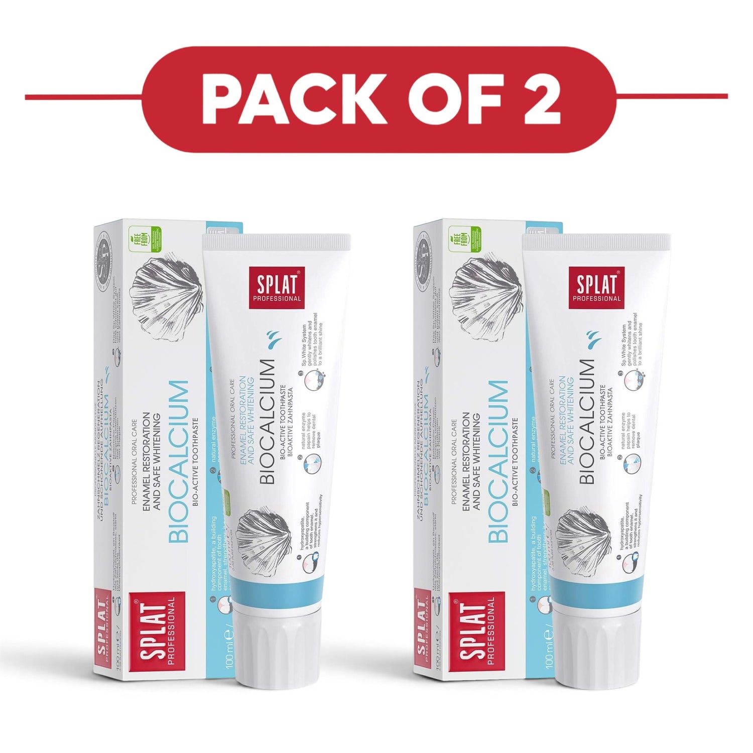 SPLAT Professional Biocalcium Enamel Care Whitening Toothpaste 100ml Pack of 2