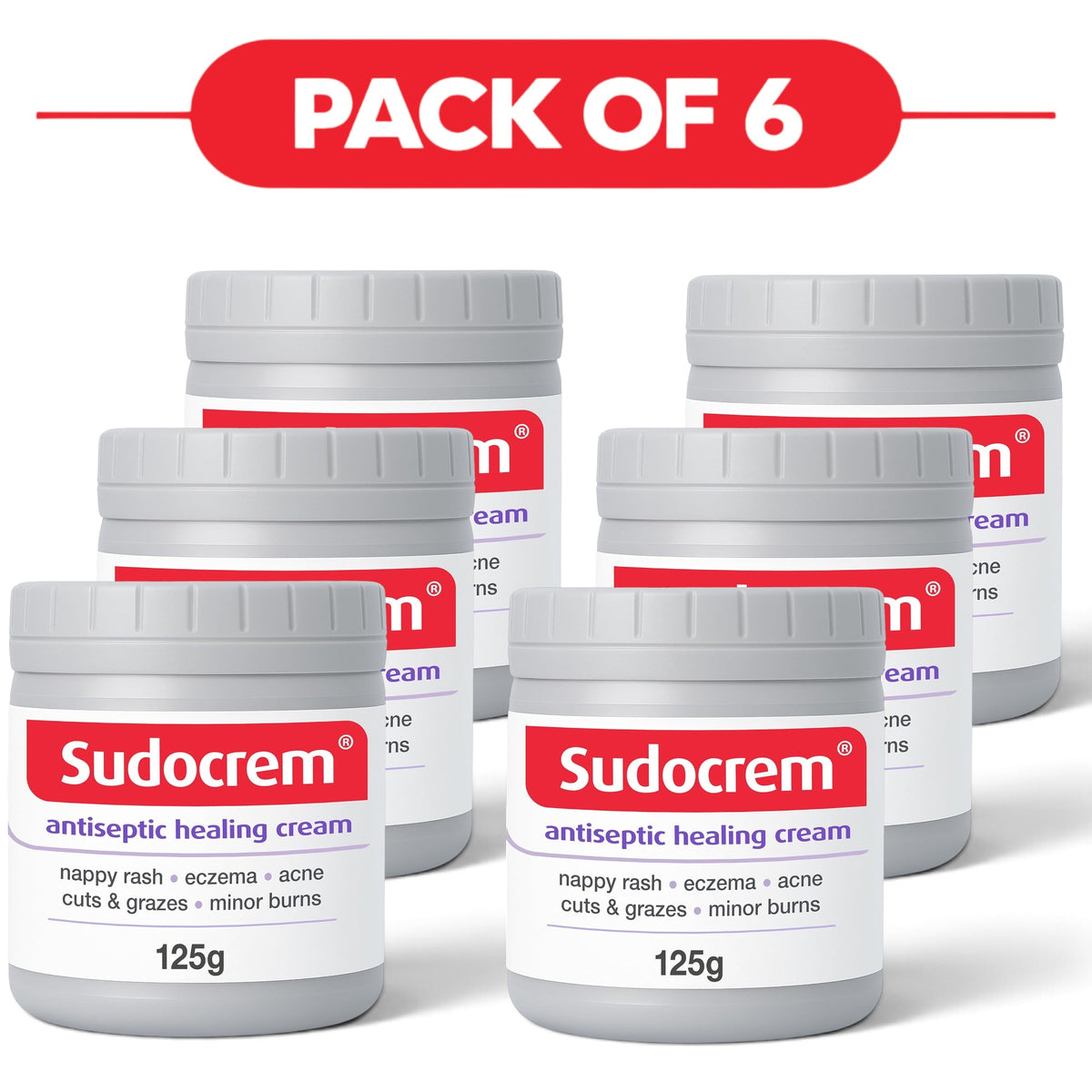 Sudocrem Antiseptic Cream with Zinc Oxide 125g Pack of 6