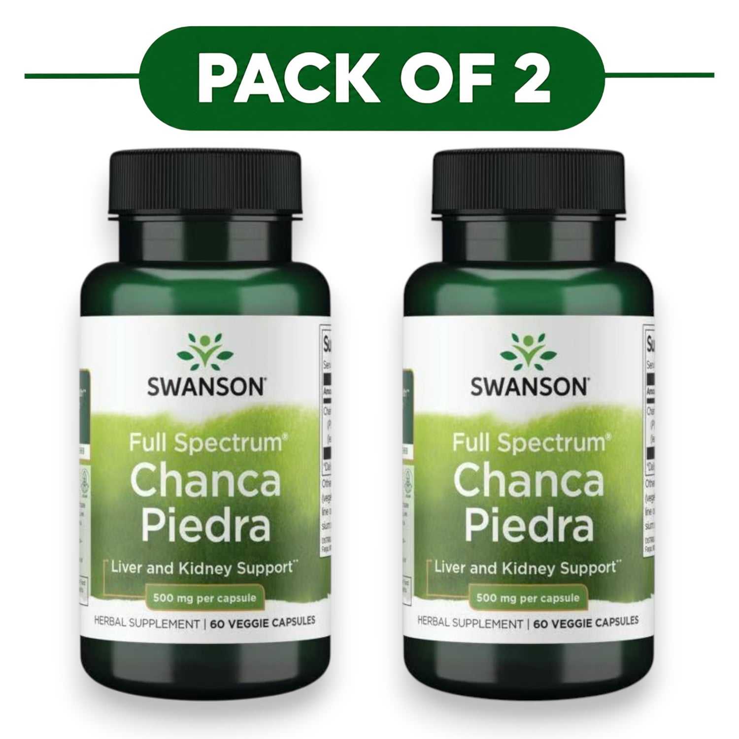Swanson Full Spectrum Chanca Piedra 500mg 60 Veggie Capsules Pack of 2