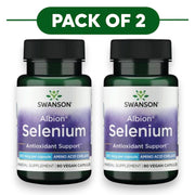 Swanson Albion Selenium Glycinate 200mcg 90 Vegan Capsules Pack of 2