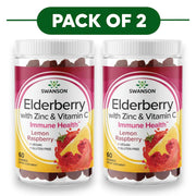 Swanson Elderberry with Zinc & Vitamin C Lemon Raspberry 60 Gummies Pack of 2