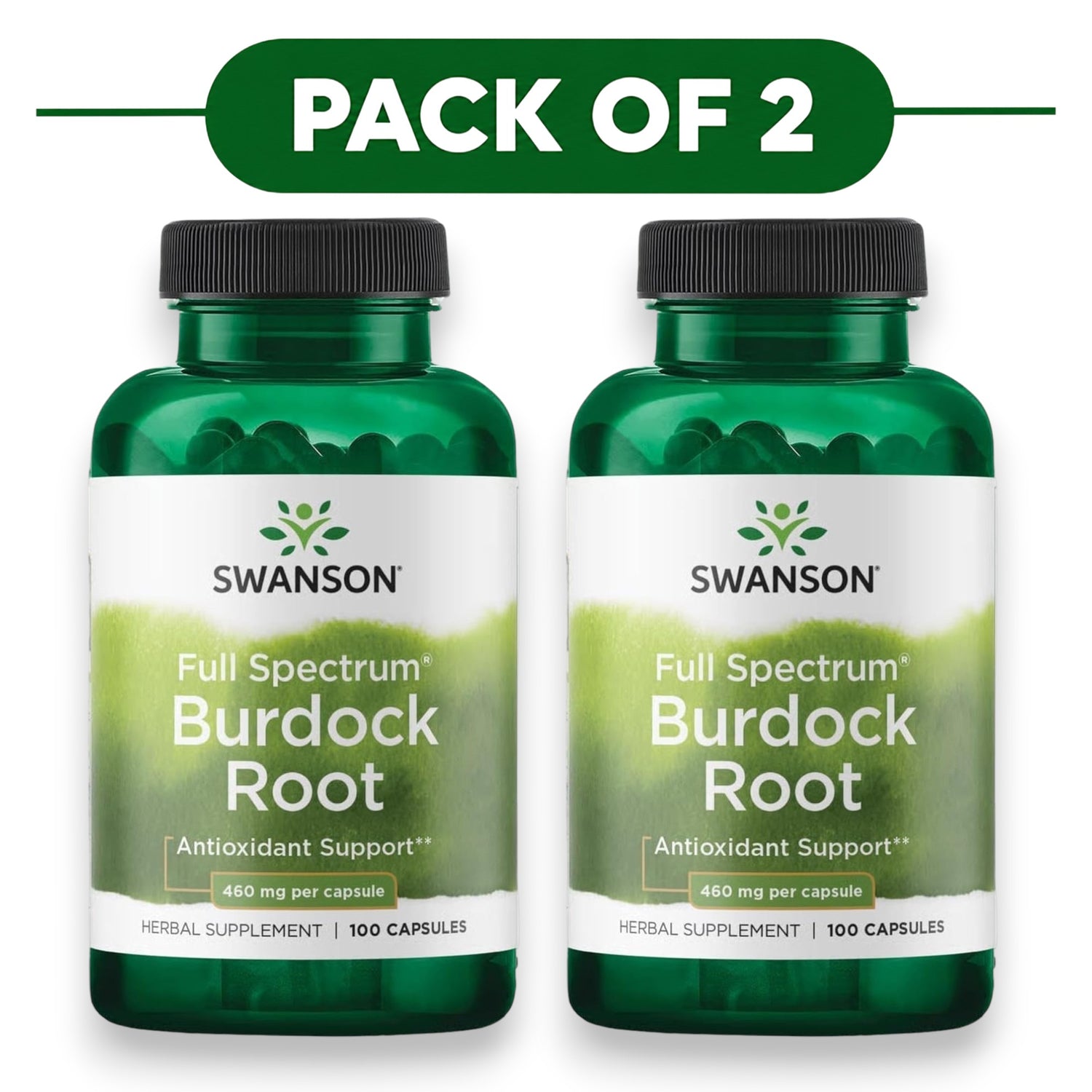 Swanson Full Spectrum Burdock Root 460mg 100 Capsules Pack of 2